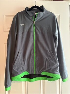 Speedo Gray Jacket with Bright Green Accents